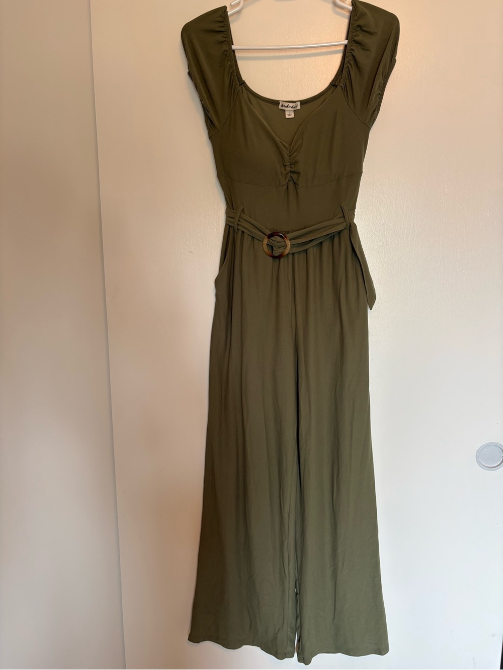 Derek Heart Olive off shoulder jumpsuit